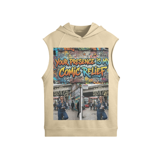 380 GSM COMIC RELIEF UNISEX OVERSIZED WASHED SLEEVELESZ HOODIE
