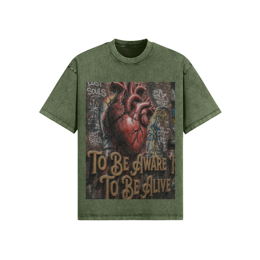 285 GSM TO BE AWARE Oversized Unisex SNOW WASH Tee