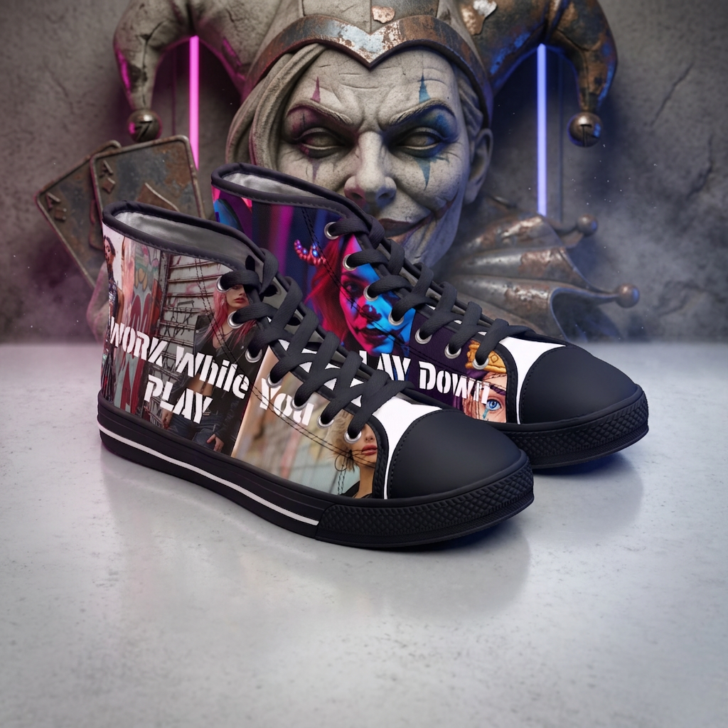 I WORK, YOU PLAY WOMEN'S SIZES HIGHTOP SNEAKERS