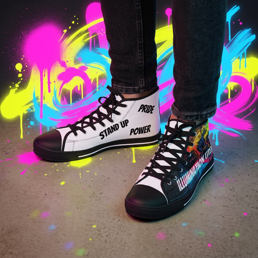 WE DON'T CARE MEN'S HIGHTOP SNEAKERS