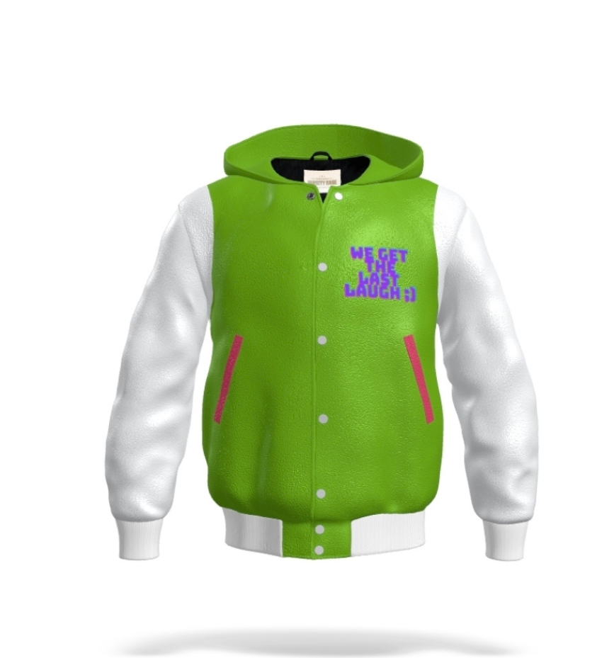 I WORK YOU PLAY 100% COWHIDE LEATHER LETTERMAN JACKET