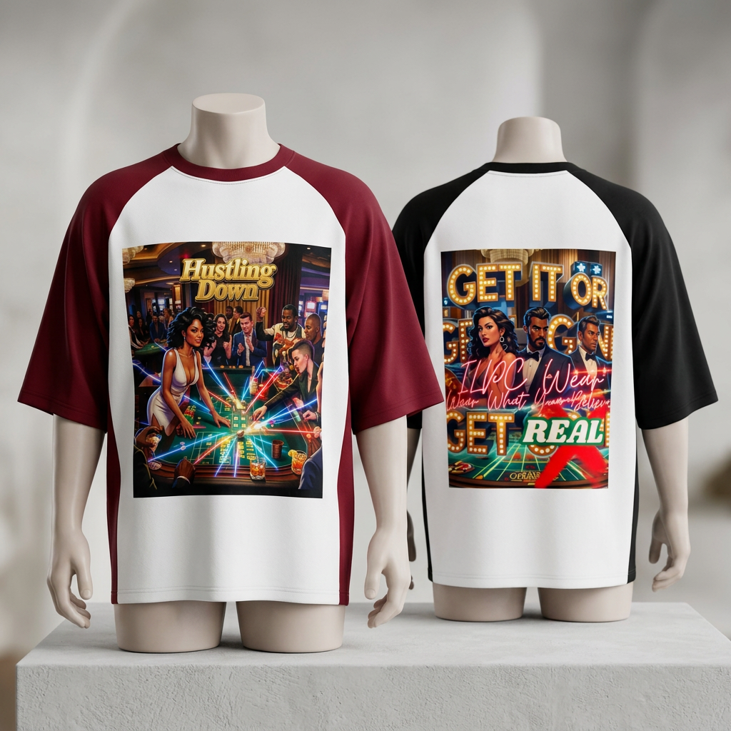280 GSM HUSTLING DOWN UNISEX OVERSIZED BASEBALL TEE