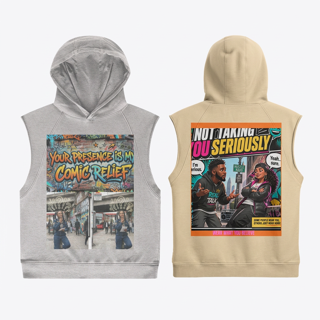380 GSM COMIC RELIEF UNISEX OVERSIZED WASHED SLEEVELESZ HOODIE