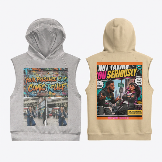 380 GSM COMIC RELIEF UNISEX OVERSIZED WASHED SLEEVELESZ HOODIE