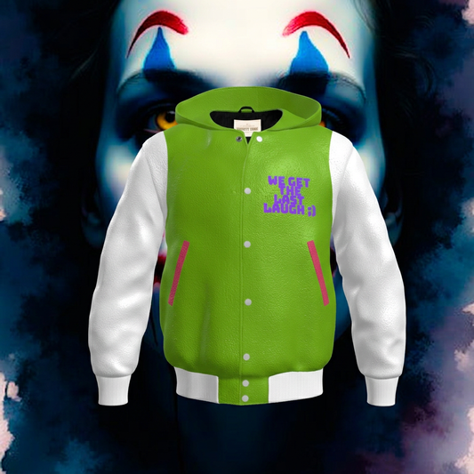 I WORK YOU PLAY 100% COWHIDE LEATHER LETTERMAN JACKET