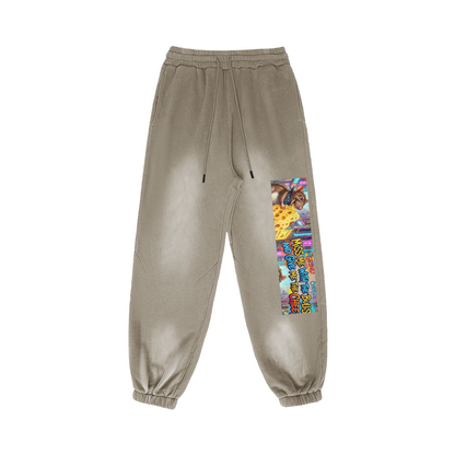400 GSM GETTING TO THE CHEESE SUPER HEAVYWEIGHT SUN FADED SWEATPANTS
