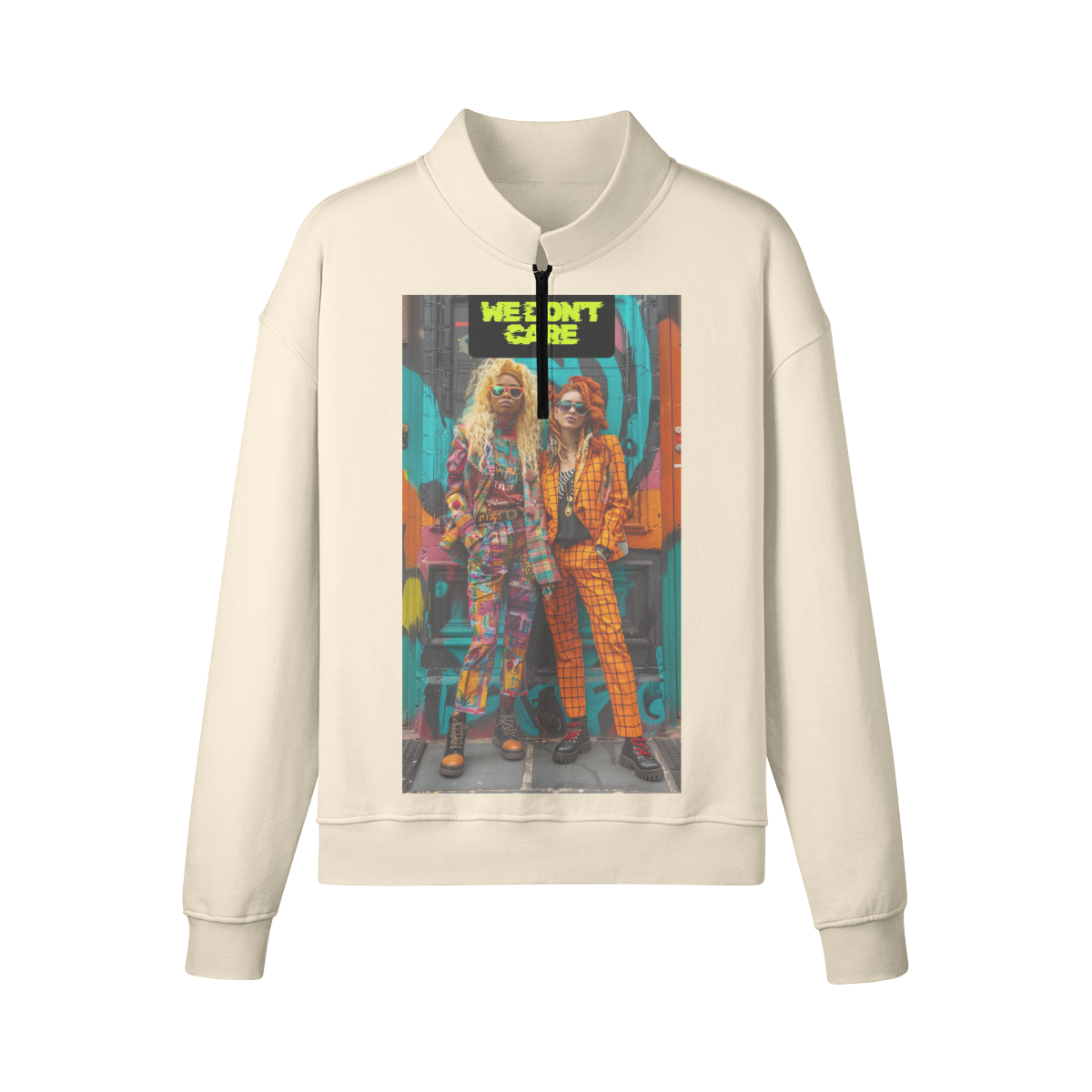WE DON'T CARE UNISEX 380GSM Unisex Heavyweight Half-Zip Brushed Fleece Sweatshirt