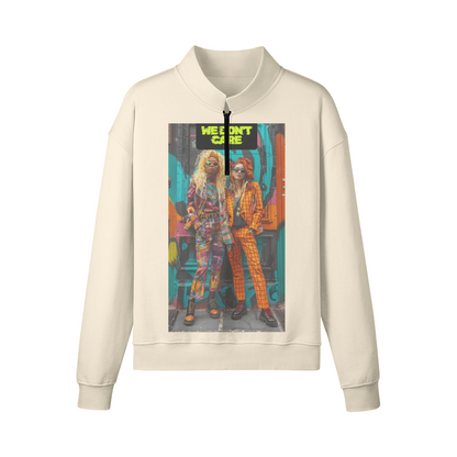 WE DON'T CARE UNISEX 380GSM Unisex Heavyweight Half-Zip Brushed Fleece Sweatshirt