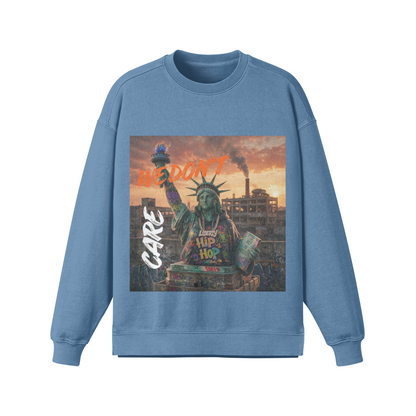 WE DON'T CARE 380GSM Unisex Heavyweight Oversized Side Slit Faded Sweatshirt