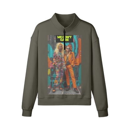 WE DON'T CARE UNISEX 380GSM Unisex Heavyweight Half-Zip Brushed Fleece Sweatshirt
