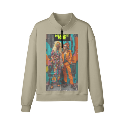 WE DON'T CARE UNISEX 380GSM Unisex Heavyweight Half-Zip Brushed Fleece Sweatshirt