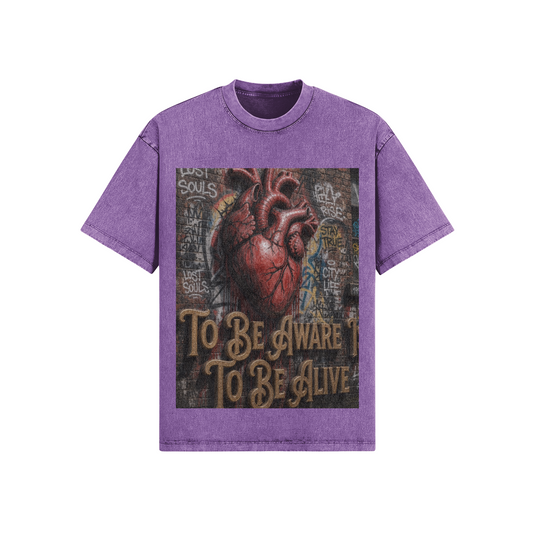 285 GSM TO BE AWARE Oversized Unisex SNOW WASH Tee