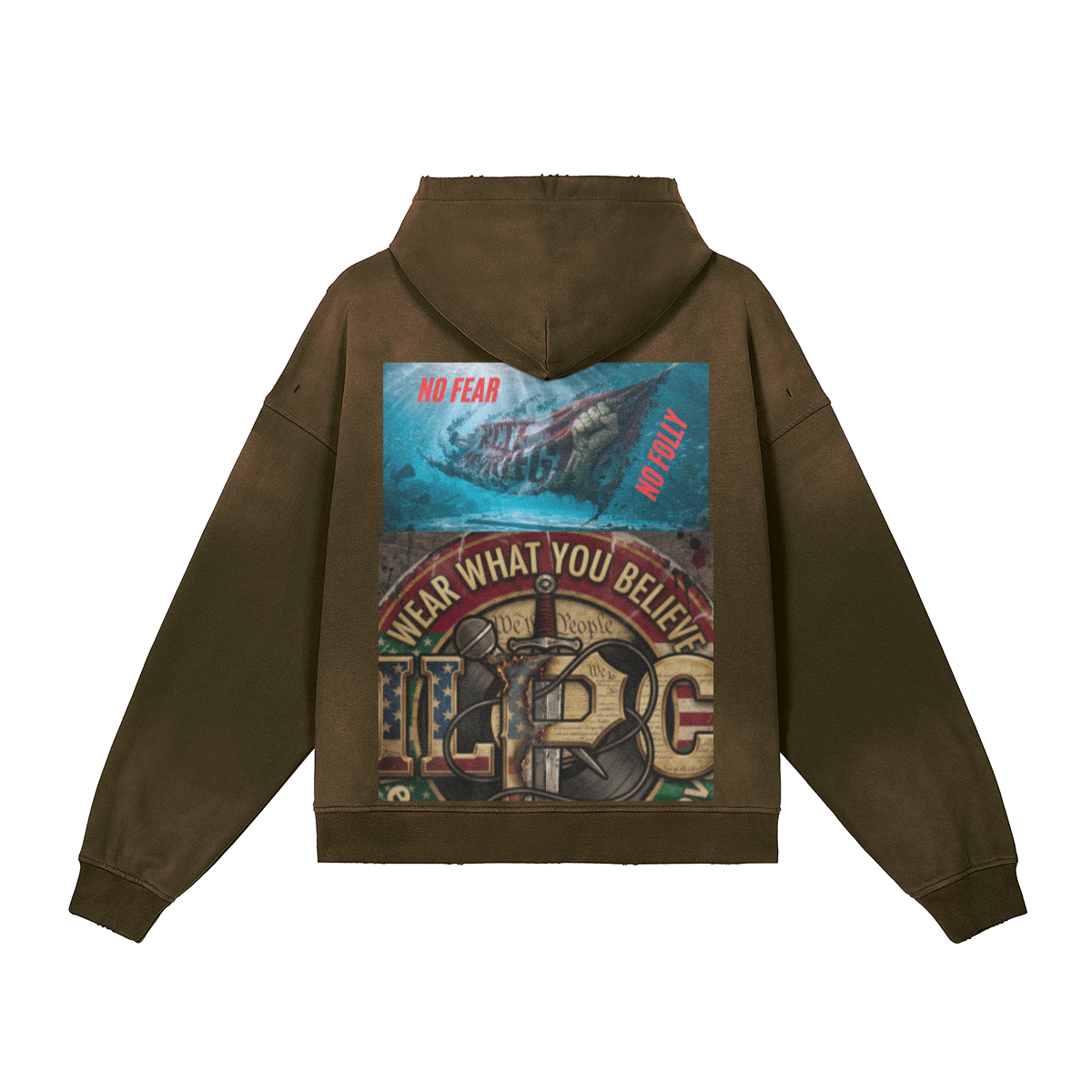 **BRAND NEW** 440GSM Unisex Sun Faded Distressed Full-zip Hoodie