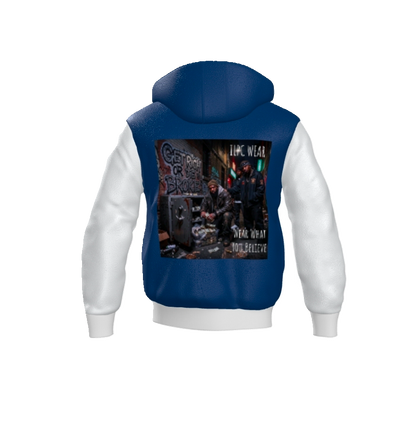 GET RICH ALL COWHIDE LEATHER UNISEX LETTERMAN