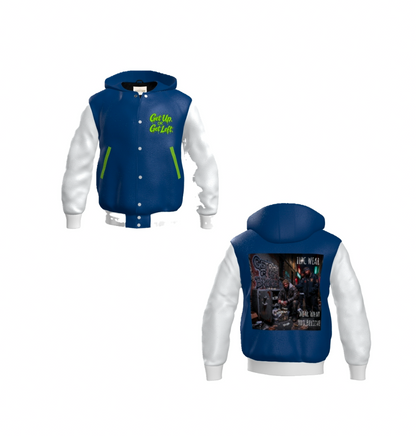 GET RICH ALL COWHIDE LEATHER UNISEX LETTERMAN