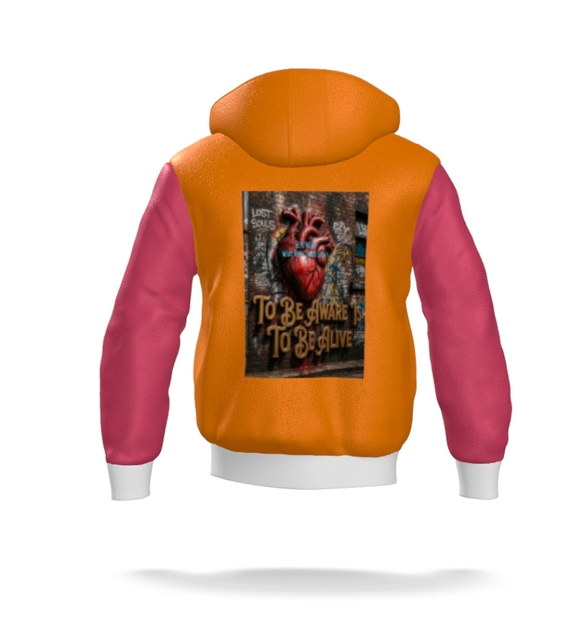 TO BE AWARE 100% COW HIDE LEATHER LETTERMAN JACKET