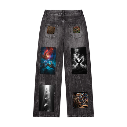 STRAIGHTEN UP (MEN'S SIZING) VINTAGE WASH WIDE LEG JEANS (440 GSM)
