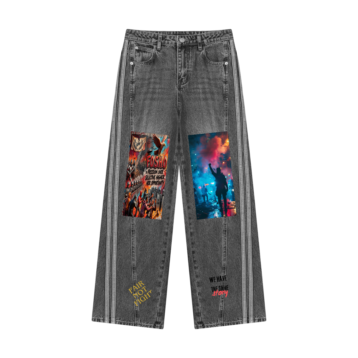 F.O.S.H.O (WOMEN'S SIZES) WIDE DENIM JEANS