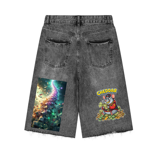 GET TO THE CHEESE (MEN'S SIZING) VINTAGE WIDE LEG DENIM SHORTS (430 GSM)