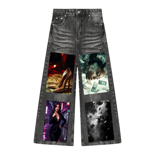 HUSTLING DOWN (WOMEN'S SIZES) 430 GSM WIDE LEG DENIM JEANS