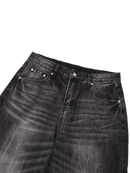 STRAIGHTEN UP (MEN'S SIZING) VINTAGE WASH WIDE LEG JEANS (440 GSM)
